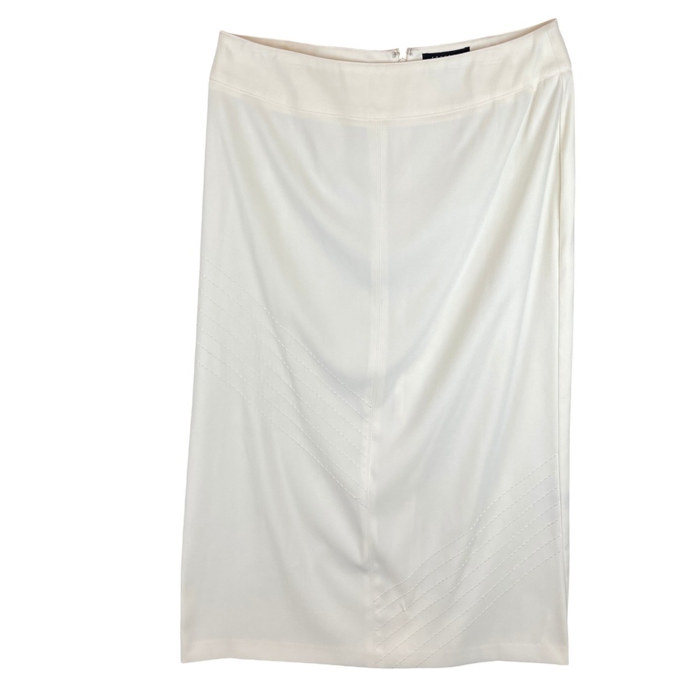 Norton McNaughton Ivory Stretch Pencil Skirt Size 12 Midi Career Wear